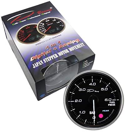 A24-1379-Depo Racing X-Series Peak Fuel Pressure Gauge 60mm with Sensor Connector