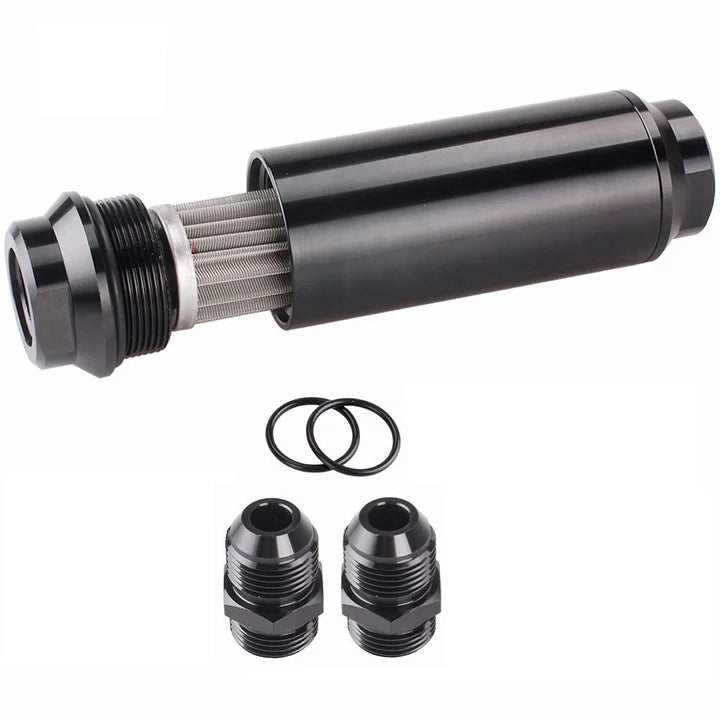 A24-1870-AN10 Inline 44mm Fuel Filter High Flow 100 Micron Cleanable Billet