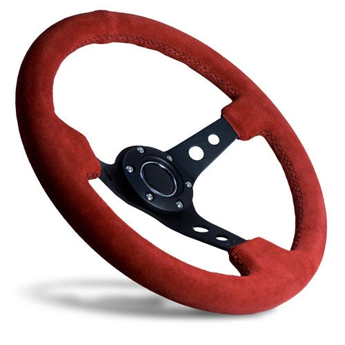 A24-3180-STEERING WHEEL ,RED WRAP,HOLE SPOKE ,DEEPTH 55MM,MOMO STYLE