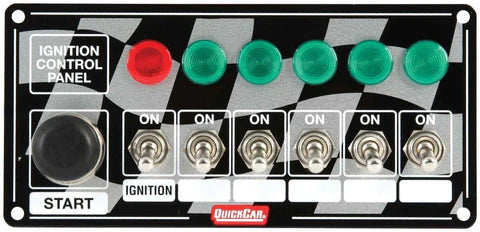 A24-1508-Quickcar 50-166 Flag Plate, 6 Switches & 1 Button w/ Lights