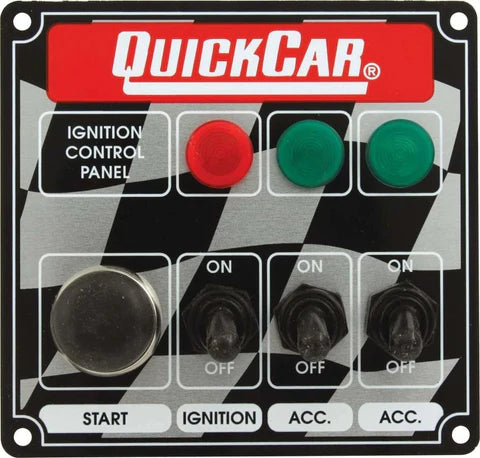 A24-1502-Quickcar 50-025 Flag Plate, 3 Switches & 1 Button w/ Lights
