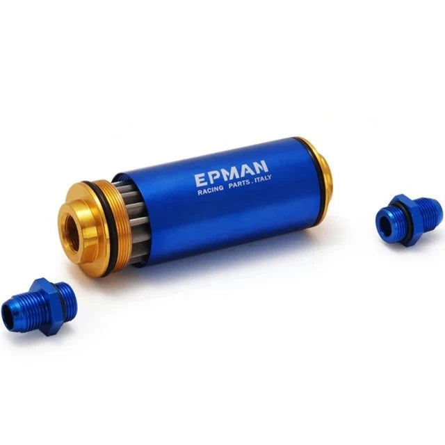 A24-1835-Aluminum High Flow Fuel Filter AN10 Blue with 100 Micron