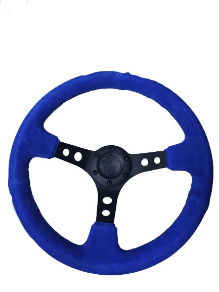 A24-3179-STEERING WHEEL ,Blue WRAP,HOLE SPOKE ,DEEPTH 55MM,MOMO STYLE