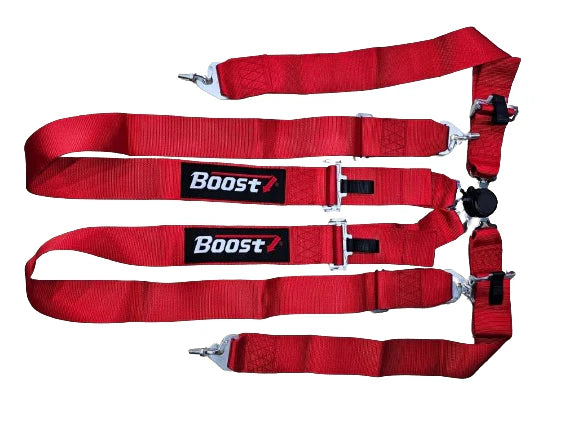 A24-3187-PRO BOOST UNIVERSAL 4 POINT SAFETY BELT RACING SEAT BELT RED