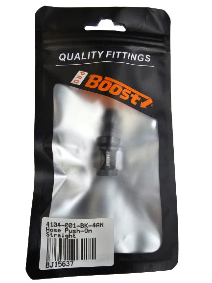 A24-2716-BOOST AN4 4AN Straight Hose End Fitting Push Lock / Push On Adapter Black