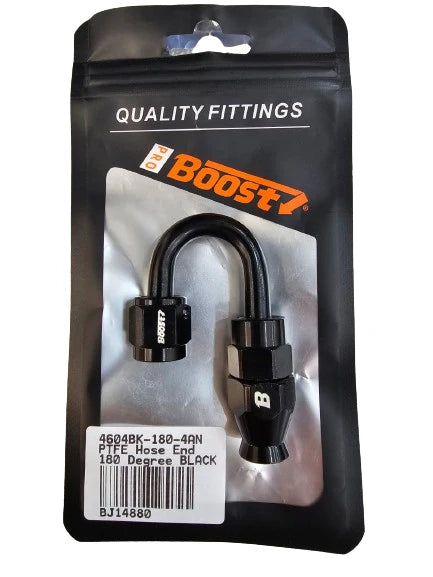 A24-2730-UNIVERSAL PTEF AN4 180 DEGREE REUSABLE SWIVEL PTFE HOSE END FITTING BLACK