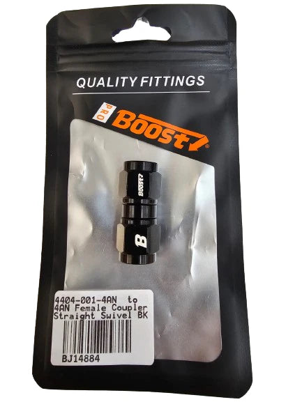 A24-2726-UNIVERSAL 4AN Female to 4AN Female Straight Swivel Coupler Union Fitting Adapter Aluminum Black