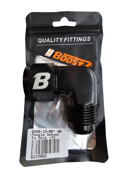 A24-2695-BOOST -12AN Male To -12AN Female 90 Degree Swivel Coupler Fitting