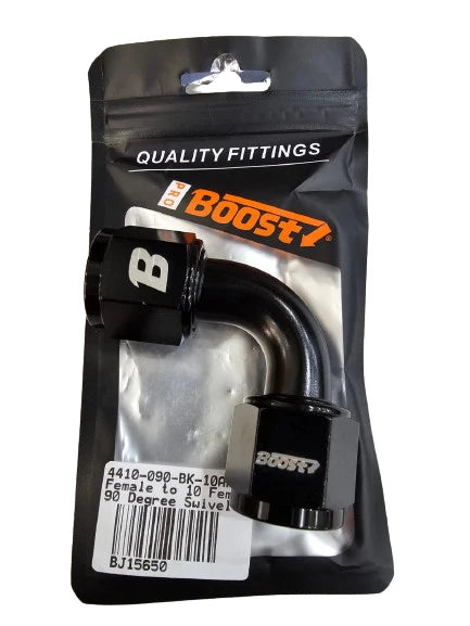 A24-2705-BOOST 10AN FEMALE TO 10AN FEMALE 90 DEGREE SWIVEL COUPLER UNION FITTING ADAPTER BLACK
