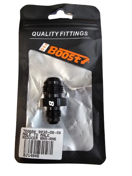 A24-2557-BOOST AN8 to AN6 Straight Male Flare Reducer Fitting Adapter