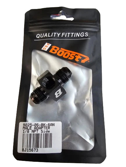 A24-2682-BOOST Male AN6 To With 1/8" NPT 6AN Side Port Gauge Sensor Coupler Black Adapter