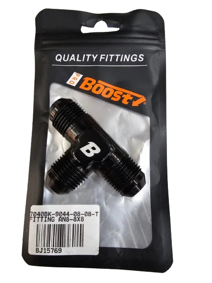 A24-2619-BOOST AN8 AN-8 8AN Tee T-Piece Adapter Male Flare Union Aluminum Fitting Black