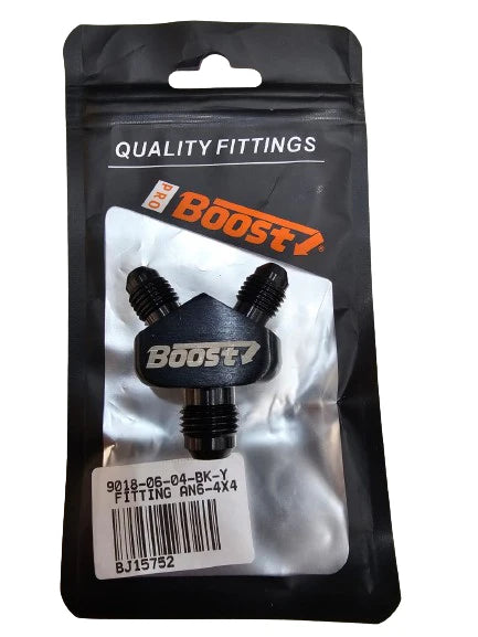 A24-2609-BOOST 6AN x 4AN x 4AN Y Fitting Male/Male/Male Black Aluminum Nitrous Outlet