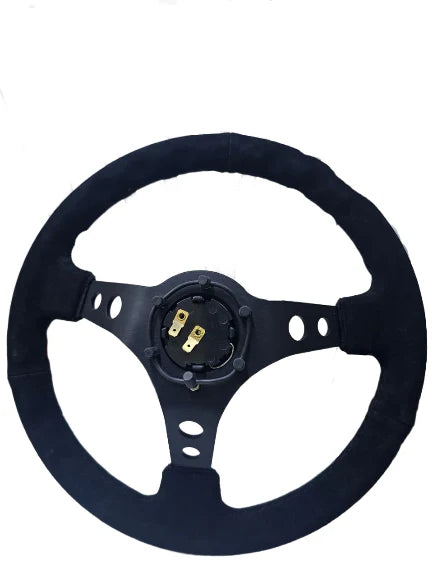 A24-3082-STEERING WHEEL ,BLACK WRAP,HOLE SPOKE ,DEEPTH 55MM,MOMO STYLE