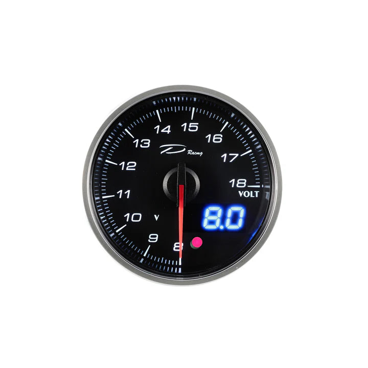 A24-1291-D Racing DX-Series 60MM Peak Volt Gauge with Waterproof Sensor