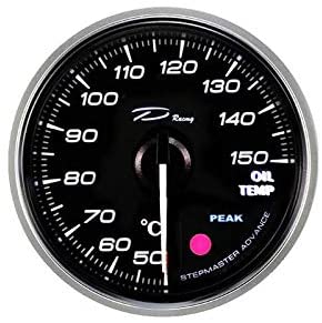 A24-1385-Depo Racing Peak Oil Temperature Gauge 60mm with Waterproof Sensor Connector