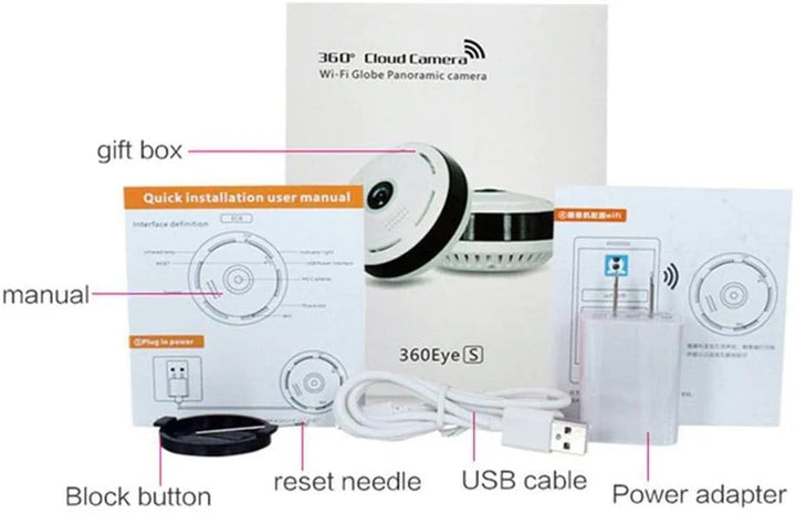 A24-3177-360 Degree Cloud Camera - HD 1080P - Wi-Fi Globe Panoramic Camera