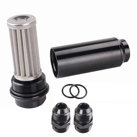 A24-1870-AN10 Inline 44mm Fuel Filter High Flow 100 Micron Cleanable Billet