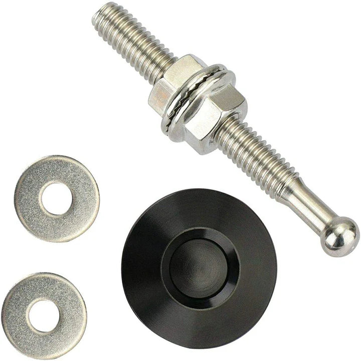 A24-3216-UNIVERSAL PUSH BUTTON BILLET MINI HOOD PINS LOCK BLACK