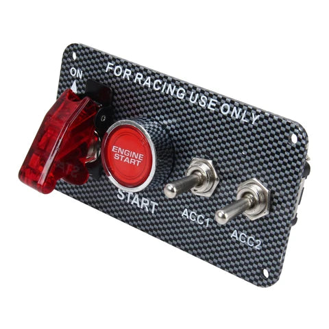 A24-1517-12V CAR IGNITION SWITCH ENGINE START PUSH BUTTON 2 TOGGLE RACING PANEL