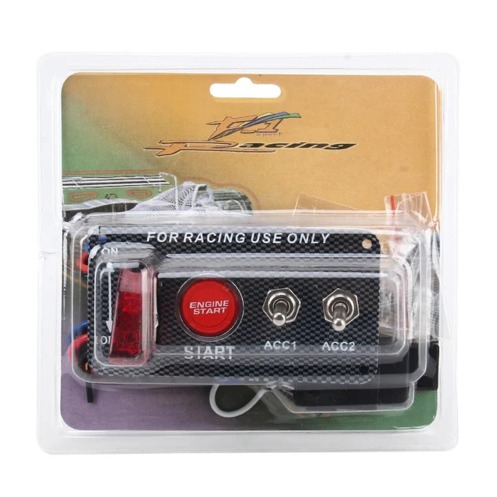 A24-1517-12V CAR IGNITION SWITCH ENGINE START PUSH BUTTON 2 TOGGLE RACING PANEL