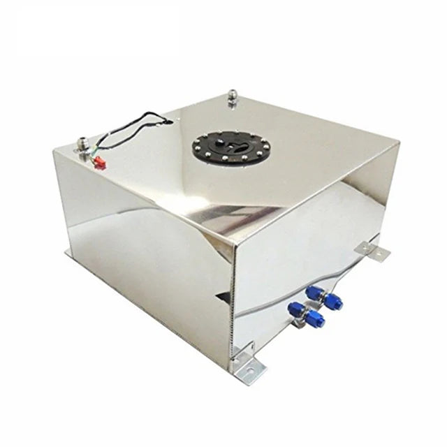 A24-2109-20 Gallon(80L) Fuel Cell Gas Tank Polished Aluminum Drift Strip Racing with Level Sender