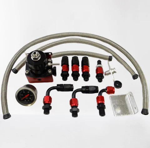 A24-1842-Universal Adjustable Fuel Pressure Regulator Oil 100psi Gauge AN 6 Fitting End