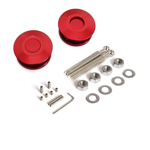 A24-3107-Universal Push Button Billet Mini Hood Pins Lock RED