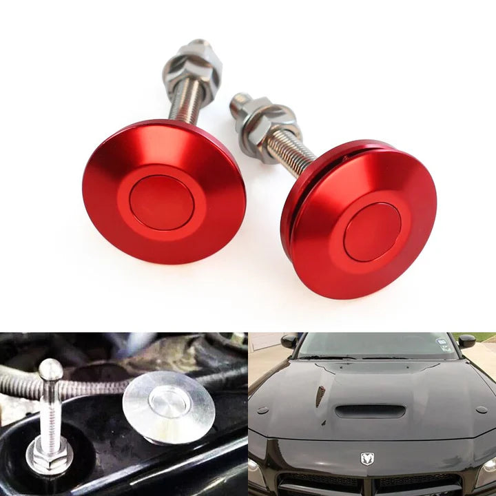 A24-3107-Universal Push Button Billet Mini Hood Pins Lock RED