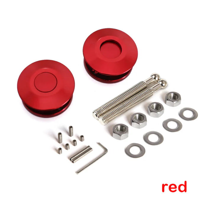 A24-3107-Universal Push Button Billet Mini Hood Pins Lock RED