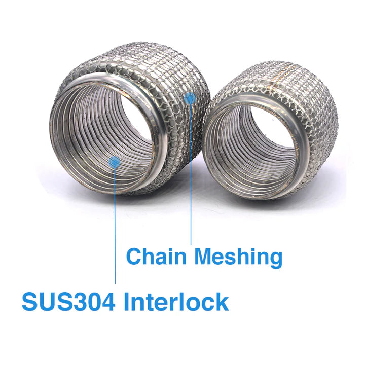 A24-1257-STAINLESS STEEL SUS304 EXHAUST FLEX PIPES TUBE FLEX COUPLER WITH INTERLOCK 3.5 INCH