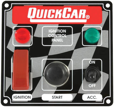 A24-1509-Quickcar 50-023 Flag Plate, 2 Switches & 1 Button w/ Flip Cover & Lights