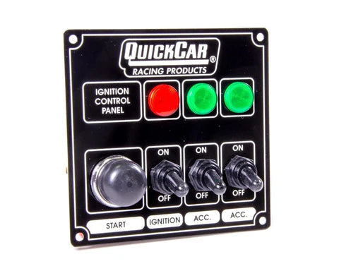 A24-1500-Quickcar 50-825 Black Plate, 3 Switches & 1 Button w/ Lights