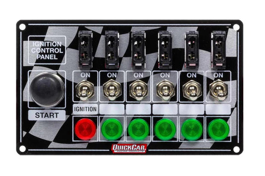 A24-1496-Quickcar 50-164 Flag Plate, 6 Switches & 1 Button, Fused & Lit