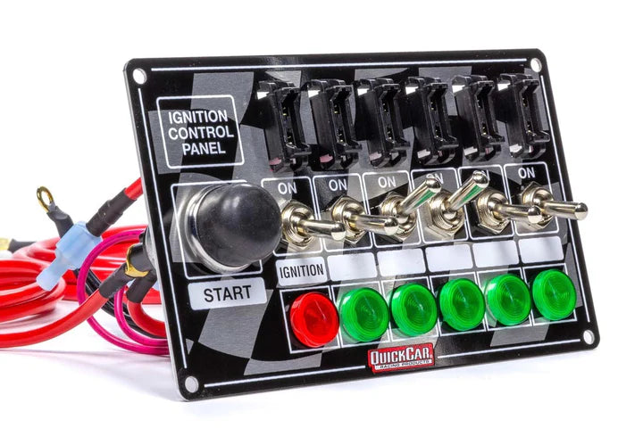 A24-1496-Quickcar 50-164 Flag Plate, 6 Switches & 1 Button, Fused & Lit