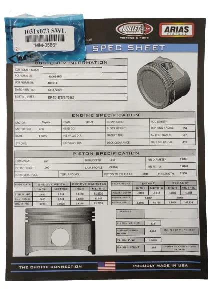مكابس A24-2204-CP لمحرك تويوتا 1FZ-FE تيربو 75/منخفض 