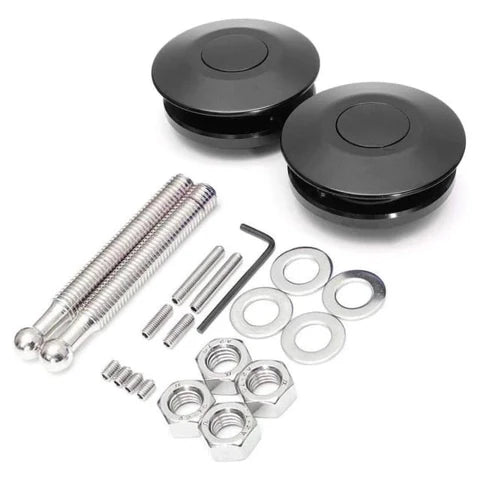 A24-3113-UNIVERSAL PUSH BUTTON BILLET MINI HOOD PINS LOCK BLACK