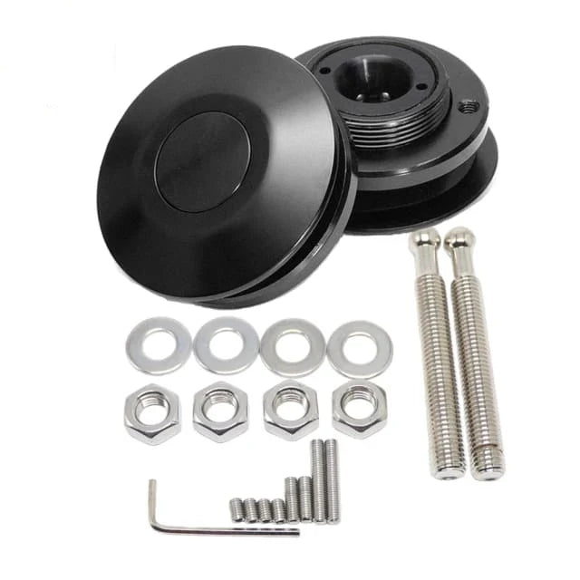 A24-3113-UNIVERSAL PUSH BUTTON BILLET MINI HOOD PINS LOCK BLACK