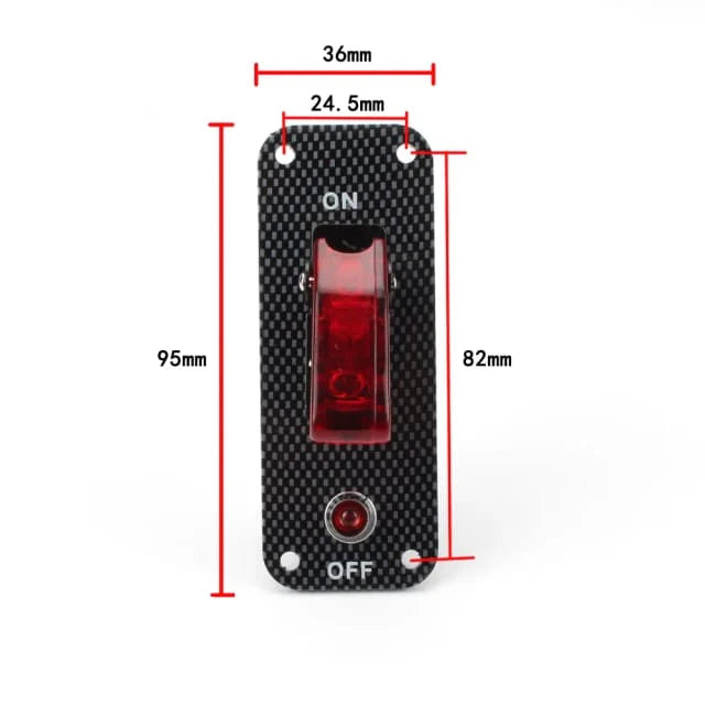 A24-1494-Carbon Fiber Racing Car 12V Ignition Switch Panel Rally Engine Start Red LED Toggle Switch with Cover and Indicator Light