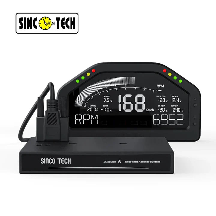 A24-1441-SincoTech Narrow Band 7-Color Multifunctional Black Racing Dashboard DO926NB