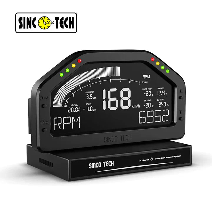 A24-1441-SincoTech Narrow Band 7-Color Multifunctional Black Racing Dashboard DO926NB