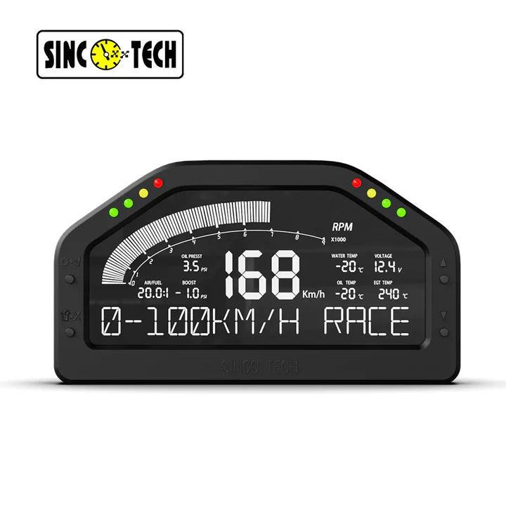 A24-1441-SincoTech Narrow Band 7-Color Multifunctional Black Racing Dashboard DO926NB
