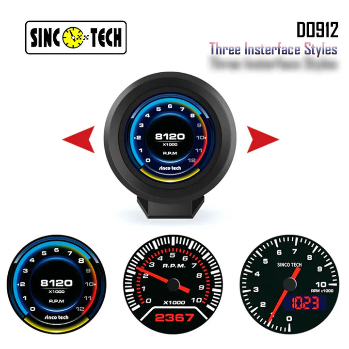 A24-1539-SincoTech 2.1 Inch Multifunctional Racing Gauge DO912-S