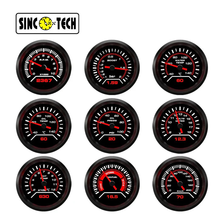 A24-1539-SincoTech 2.1 Inch Multifunctional Racing Gauge DO912-S