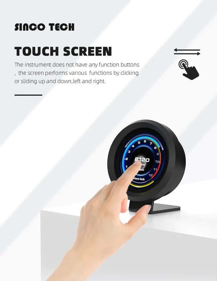 A24-1539-SincoTech 2.1 Inch Multifunctional Racing Gauge DO912-S