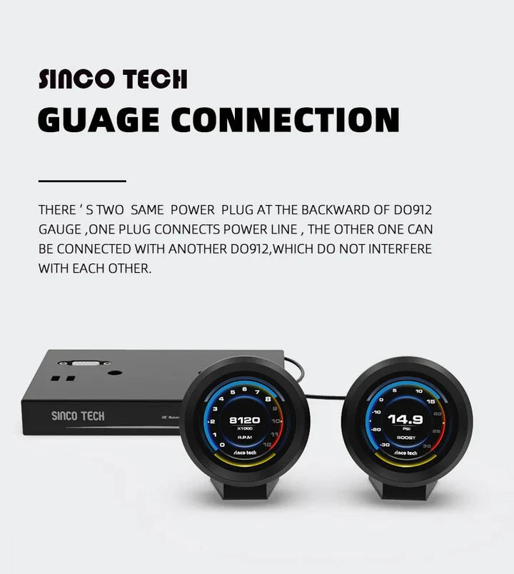 A24-1539-SincoTech 2.1 Inch Multifunctional Racing Gauge DO912-S