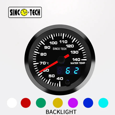 A24-1537-SincoTech 2 inch 7 Colors Digital LED Water Temperature Gauge 6364S
