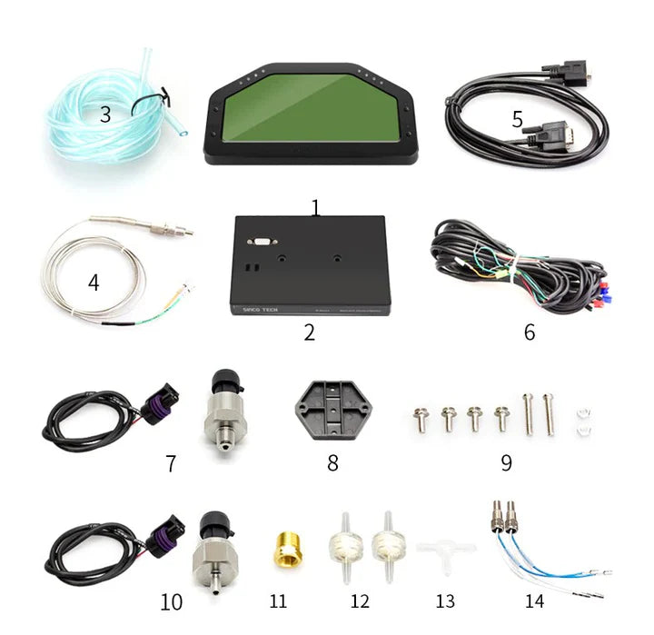 A24-1372-DO908 Car Dash Race Display rally Gauge Sensor Kit Dashboard LCD Screen 9000RPM