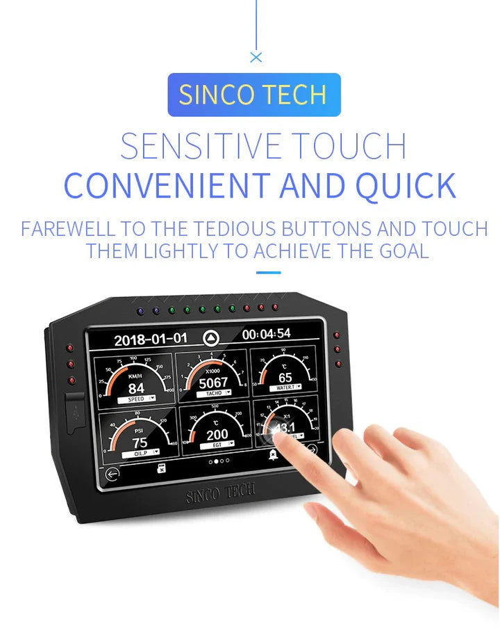 A24-1533-7 Inch Touch SINCOTECH Panel meters Multifunctional Racing Dashboard DO909