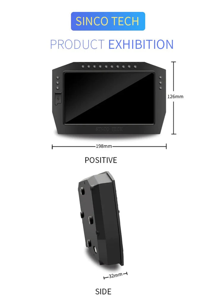 A24-1371-7 Inch Touch SINCOTECH Panel meters Multifunctional Racing Dashboard DO909